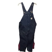 Carhartt R02 BLK Bib Overalls Black Quilt Lined 40x32 Double Knee Duck Union USA - £36.99 GBP