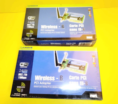 BRAND NEW &amp; SEALED LOT OF 2 WMP11 LINKSYS WIRELESS-B PCI ADAPTER 2.4GHZ ... - $17.80