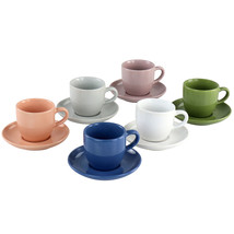Mr. Coffee 12 Piece 3oz Stoneware Espresso Cup and Saucer Set in Assorte... - $60.99