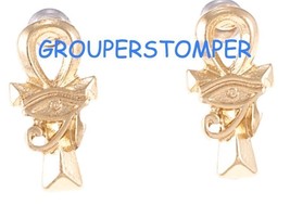 Eye Of Ra Over Ankh Egyptian Cross Post Style Pierced Stud Earrings Horus - £11.35 GBP