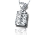 Sterling Silver Short Leaves &amp; Berries Traditional Cremation Urn Pendant... - $299.00