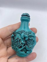 Vintage Dragon Parfum Snuff Bouteille Bleu Sculpté en Résine - $63.99