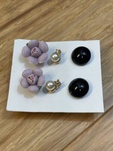 Vintage Lot of 3 Pierced Stud Earrings Estate Jewelry Find KG JD - $11.88