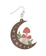 Natural Mystic Wood Mushroom Moon Earrings - $14.85