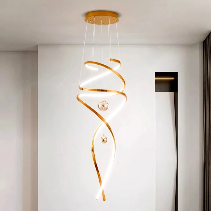 Modern ring stairs led lights pendant light lamps for living room led - $758.56+