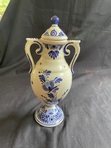 Antique handpainted DELFT lidded jar . Marked and signed inside - £75.35 GBP