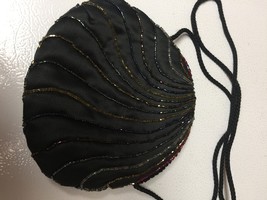 Vintage Delill Purse Black Beaded Evening Bag Handbag Shoulder - £31.07 GBP
