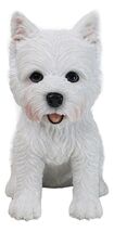 Realistic Adorable Sitting White Westie Dog Puppy Home Decor Figurine 6&quot;H - €24,20 EUR