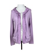 Talbots Cardigan Sweater Womens Petite Small Purple Long Sleeve Ruffle K... - £18.00 GBP