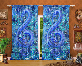 Sapphire Music Dragon Curtains, Blue Gemstone, Healing Crystal, Window Drapes - £129.96 GBP