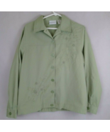 Alfred Dunner Women&#39;s Green Beaded Embroidered Floral Shirt Jacket Size 10 - $16.82