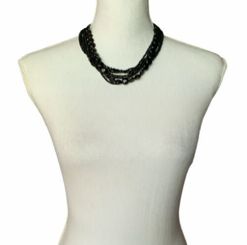 Beaded Choker Necklace Multi Strand Black Premier Designs - $12.86