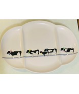 Vintage 1987 Oneida Melamine Tray Divided Platter Cows with Pastel Bows - $24.43 CAD