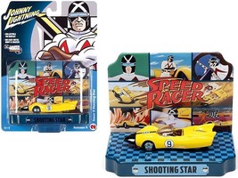 Racer X Shooting Star #9 Yellow with Collectible Tin Display &quot;Speed Racer&quot; 1/64 - £28.50 GBP