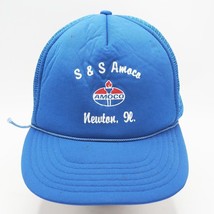 Vintage S&amp;S Amoco Newton Illinois Adjustable Mesh Snapback Trucker Hat - £19.77 GBP