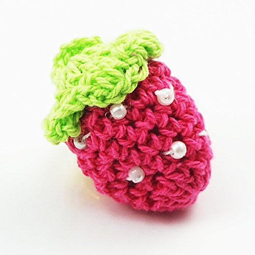 Bluemoona 20 PCS - Big Crochet Sewing Embellishment Strawberry (Rose Pink)