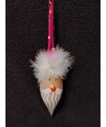 Hand Blown Christmas Tree Ornament Santa Claus Pink 8 Feather Hat Beautiful - £15.80 GBP