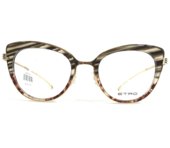 Etro Eyeglasses Frames ET2120 003 Brown Striped Gold Cat Eye Full Rim 52-21-140 - £57.79 GBP