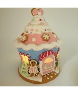 Valerie Parr Hill Winter Light Up Gingerbread Cupcake House Pink Christm... - $39.90