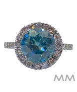3.02ct Blue Zircon and Diamond Ring 18K White Gold Size 5.25 - €3.609,23 EUR