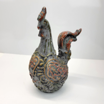 Vintage Ceramic Stoneware Rooster Rustic Country Farmhouse Gray Green Brown 12&quot; - £23.95 GBP