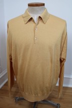 Peter Millar XL Yellow Silk Cotton Cashmere Knit Long Sleeve Polo Shirt ... - £32.69 GBP
