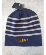 Nike Beanie Men&#39;s One Size Multi Stripe U.S. Navy Swoosh Logo Workout Ru... - £14.16 GBP