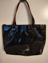 Stephanie Johnson For Saks Fifth Avenue Black Patent Glossy Tote Purse Bag - £11.54 GBP