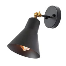 LNC Black and Brass 1-Light Adjustable Swivel Wall Sconce with Bell Metal Shade - £35.49 GBP