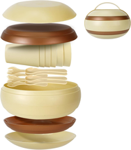 Camping Dishes Picnic Set, Camping Plates Cups and Bowls Set with Spoons... - $31.94