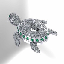 14k White Gold Over Diamond Sea Turtle Tortoise Animal Fashion Pendant 2.10 Ct - £159.70 GBP