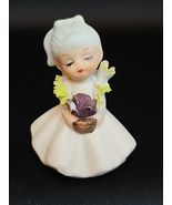 Napco Mini Bisque Porcelain Flower Girl of the Month Figurine Vintage 1970s - $31.71 CAD