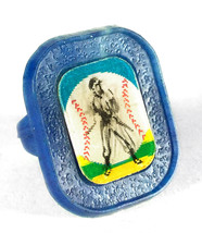 Baseball Player Blue Plastic Vari-Vue Flicker / Flasher Ring (Circa 1960's) - $18.54