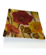Decorative Square Plate With Red Orange Flowers 12&quot; x 12&quot; inches - $41.10 CAD