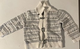 JANIE & JACK  Boys Gray & Cream Toggle Cardigan Sweater 12-18 Months - £16.61 GBP
