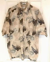 PIERRE CARDIN Hawaiian Shirt Mens SZ XLCream floral print and strips pattern S/S - £18.76 GBP