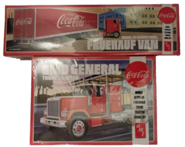 AMT Coca-Cola GMC General Semi Tractor &amp; Trailer 1/25 Scale Model Kit Set - £59.48 GBP