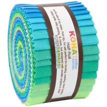 Half Roll Kona Cotton Solids Mermaid Shores Palette Blues Greens Fabric M538.33 - £15.82 GBP