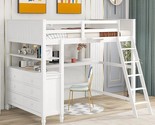 Merax Full Loft Bed with Desk, Wood Frame with Storage &amp; Drawers, Inclin... - $1,209.99