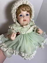 handmade Beautiful porcelain doll with Dress and bonnet - £223.70 GBP