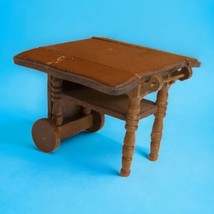 BRINN&#39;S Drop Leaf Rolling Tea Table Wood Vintage Dollhouse Miniature Furniture - £6.94 GBP