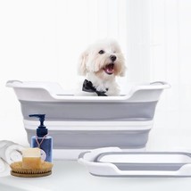 Gray, Bpa-Free, Foldable, Portable, Space-Saving Cygne Dog Bath Tub With... - £38.47 GBP