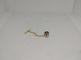 4mm Round Bright Gemstone Gem Stone Gold Color Tie Tack Slightly Damaged - $2.97