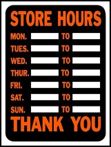 STORE HOURS SIGN Window Door Plastic 12&quot;x9 Open Closed Business Hour HY-... - £15.74 GBP