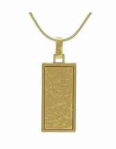 Stainless Steel/14K Gold Plated Bronze Textured Rectangle Cremation Pendant - £69.76 GBP