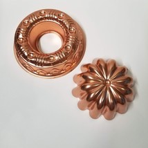 2 Copper 6 3/4&quot; Jello Molds 3 1/2 cups Fluted Scalloped Round Ring Mold Vintage - £11.99 GBP