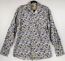 Larry Mahan Shirt Mens Medium Leaf Pattern Collared Pearl Snap On Long Sleeve - £26.32 GBP