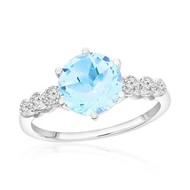 Sterling Silver, Sky Blue &amp; White Topaz Ring - £58.47 GBP