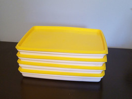 Vintage 11 3/4 x 9 Oblong White with Yellow Lid Microwavable Container 4... - $21.73