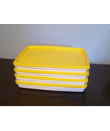 Vintage 11 3/4 x 9 Oblong White with Yellow Lid Microwavable Container 4... - £16.98 GBP